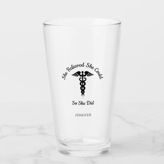 彼女は信じナース感動的名が タンブラーグラス (正面)