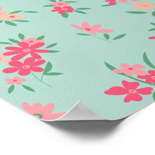 彼女は信じピンクの優美な花をティール（緑がかった色）することができた ポスター (角)