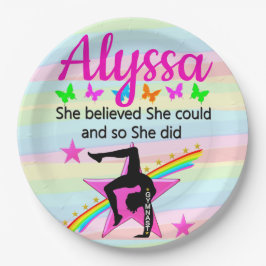 彼女は信じ体操ができるデザイン ペーパープレート