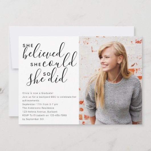彼女は信じ写真卒業できた 招待状 (正面)