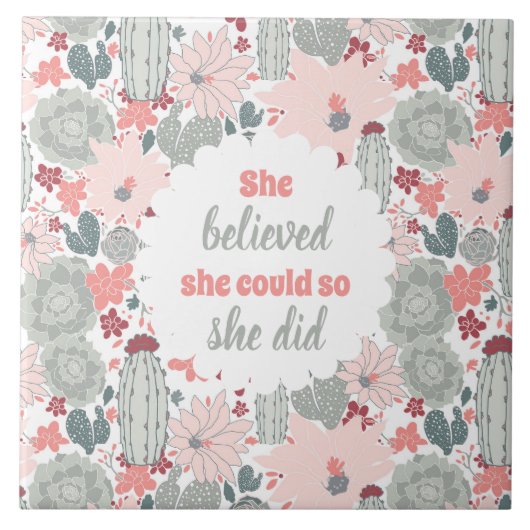 彼女は信じ出来るサボテン タイル (正面)