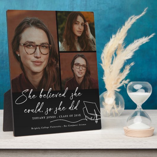 彼女は信じ卒業の写真を撮ることができた フォトプラーク (側面)