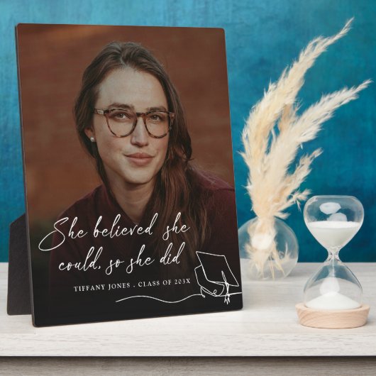 彼女は信じ卒業の写真を撮ることができた フォトプラーク (側面)
