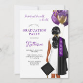 彼女は信じ卒業パーティーできた紫 招待状 (正面)