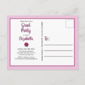 彼女は信じ卒業パーティーのバラ写真を撮ることができた インビテーションポストカード (裏面)