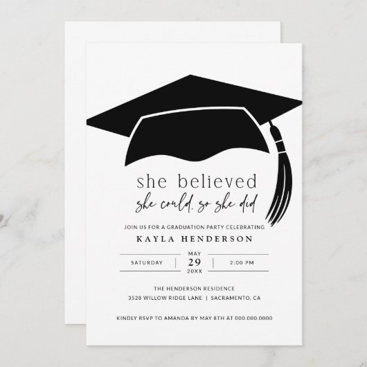 彼女は信じ卒業パーティーの招待状を得た 招待状 (正面/裏面)