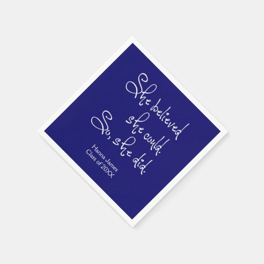 彼女は信じ卒業紙ナプキンスを得た スタンダードカクテルナプキン (角)