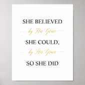 彼女は信じ彼の恵みによって彼女は出来たので彼女は行った ポスター (正面)
