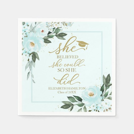 彼女は信じ彼女がパーティーのナプキを卒業した スタンダードカクテルナプキン (正面)