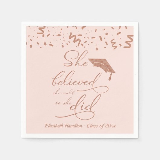 彼女は信じ彼女がパーティーを卒業した スタンダードカクテルナプキン (正面)