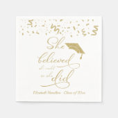 彼女は信じ彼女がパーティーを卒業した スタンダードカクテルナプキン (正面)