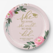 彼女は信じ彼女がパーティーを卒業した ペーパープレート (正面)