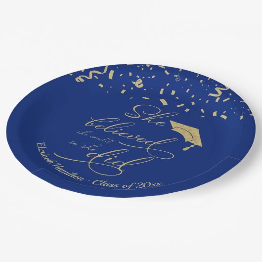 彼女は信じ彼女がパーティー・ブルーを卒業した ペーパープレート (アングル)