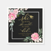 彼女は信じ彼女が黒いパーティーを卒業した スタンダードカクテルナプキン (正面)