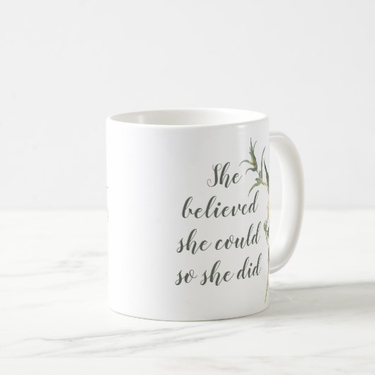 彼女は信じ水の色のフローラを書き出すことができた コーヒーマグカップ (正面右)