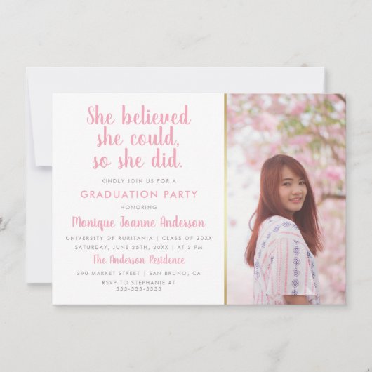 彼女は信じ自分が卒業写真を撮ることができるように 招待状 (正面)