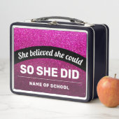 彼女は信じ黒いピンクのグリッターの輝きを得た メタルランチボックス (インサイチュ)