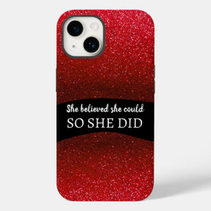 彼女は信じ黒い赤いグリッターの輝きを得た Case-Mate iPhone 14ケース