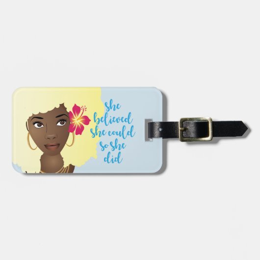 彼女は信じ、黒い女、花の青の彼女ができた ラゲッジタグ