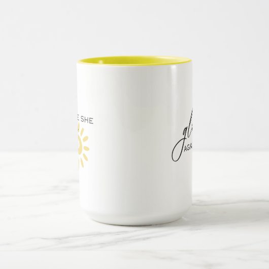 彼女は再び輝く前向き引用文サニーイエロー マグカップ (中央)