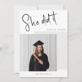 彼女は写真を撮った卒業 招待状 (正面)