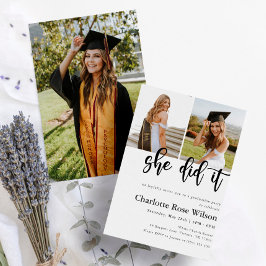 彼女は写真モダン卒業エレガントした 招待状