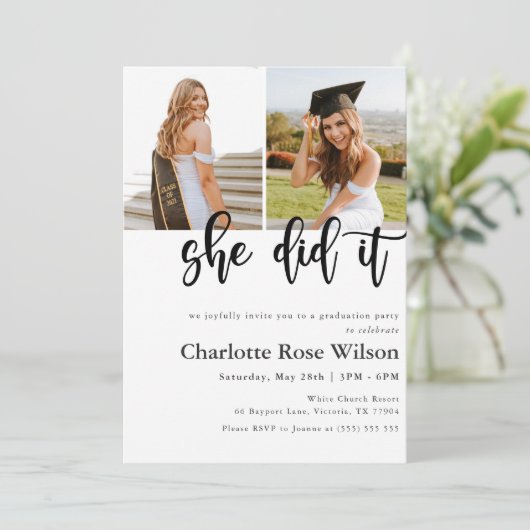 彼女は写真モダン卒業エレガントした 招待状 (スタンド正面)