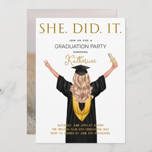 彼女は写真卒業した 招待状 (正面/裏面)