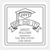 彼女は卒業式の卒業号を卒業した | 学校 スクエアシール (正面)