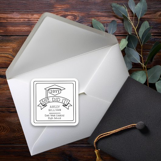 彼女は卒業式の卒業号を卒業した | 学校 スクエアシール