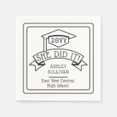 彼女は卒業式の卒業号を卒業した | 学校 スタンダードカクテルナプキン (正面)