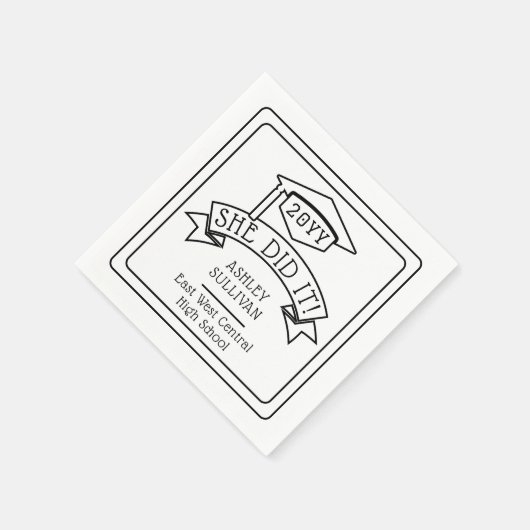 彼女は卒業式の卒業号を卒業した | 学校 スタンダードカクテルナプキン (角)