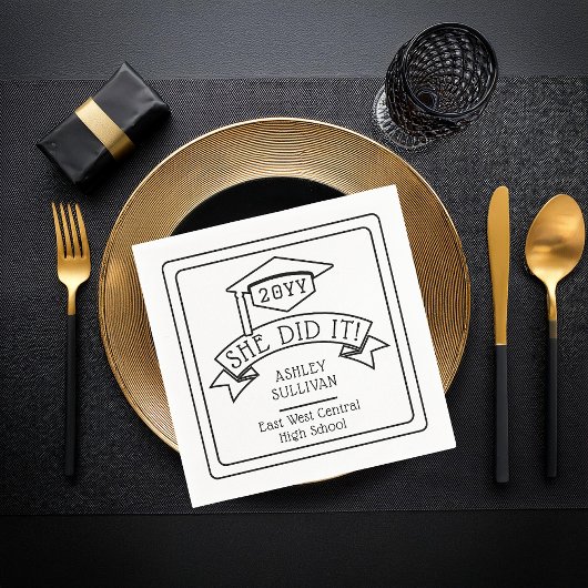 彼女は卒業式の卒業号を卒業した | 学校 スタンダードカクテルナプキン