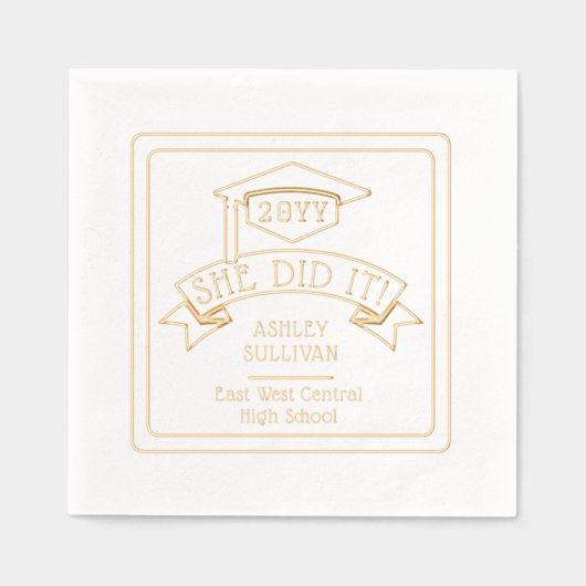 彼女は卒業式の卒業号を卒業した | 学校 箔ナプキン (正面)