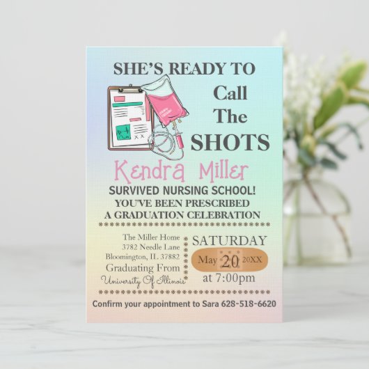 彼女は卒業式を看護するショットを呼ぶ準備ができている 招待状 (スタンド正面)