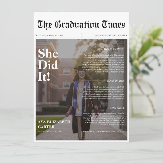 彼女は卒業新聞の写真を予算に計上した 招待状 (スタンド正面)