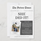 彼女は古い新聞クラシックの卒業写真を撮った 招待状 (正面)