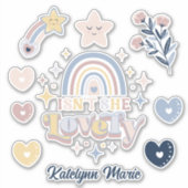 彼女は名前の女の子と素敵なレトロタイポグラフィではない シール (正面)