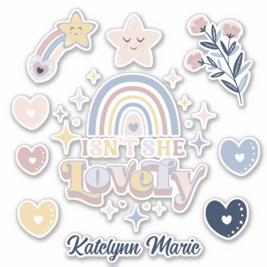 彼女は名前の女の子と素敵なレトロタイポグラフィではない シール (正面)