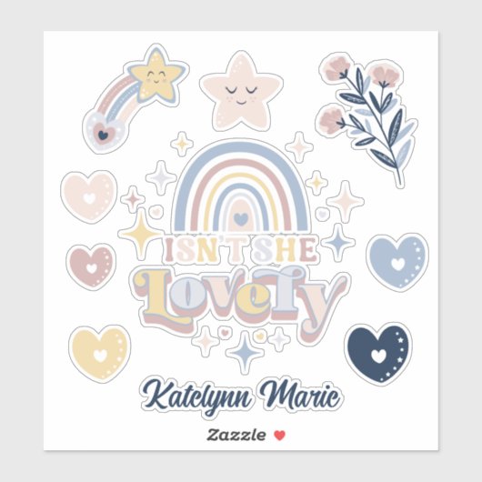 彼女は名前の女の子と素敵なレトロタイポグラフィではない シール (シート)