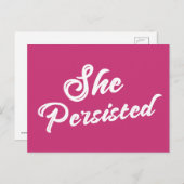 「彼女は固執した」タイポグラフィの政治表現 ポストカード (正面/裏面)