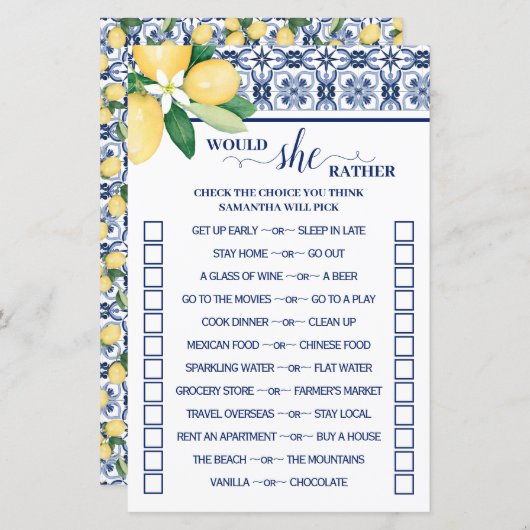 彼女は地中海のむしろゲームカードをシャワーする (正面/裏面)