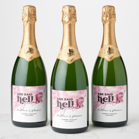 彼女は地獄イェーピンクウェスタンのブースハット結婚ズと言った スパークリングワインラベル (ボトル)