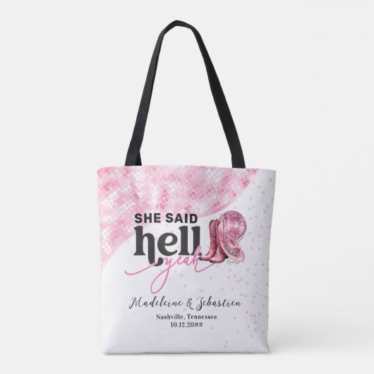 彼女は地獄イェーピンクウェスタンのブースハット結婚ズと言った トートバッグ (裏面)