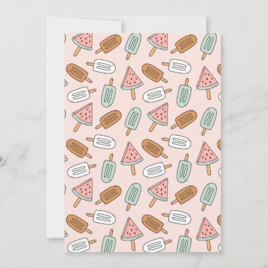 彼女は夏にポプシクルポップ・アートのの赤ちゃんシャワーの準備ができている 招待状 (裏面)