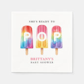 彼女は夏の赤ちゃんポップ・アートのシャワーをポプシクルする準備ができている スタンダードカクテルナプキン (正面)