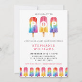 彼女は夏の赤ちゃんポップ・アートのシャワーをポプシクルする準備ができている 招待状 (正面)