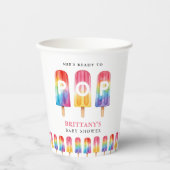 彼女は夏の赤ちゃんポップ・アートのシャワーをポプシクルする準備ができている 紙コップ (正面)