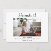 彼女は大学院シンプル写真卒業を行った 案内状 (正面)