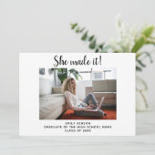 彼女は大学院シンプル写真卒業を行った 案内状 (スタンド正面)